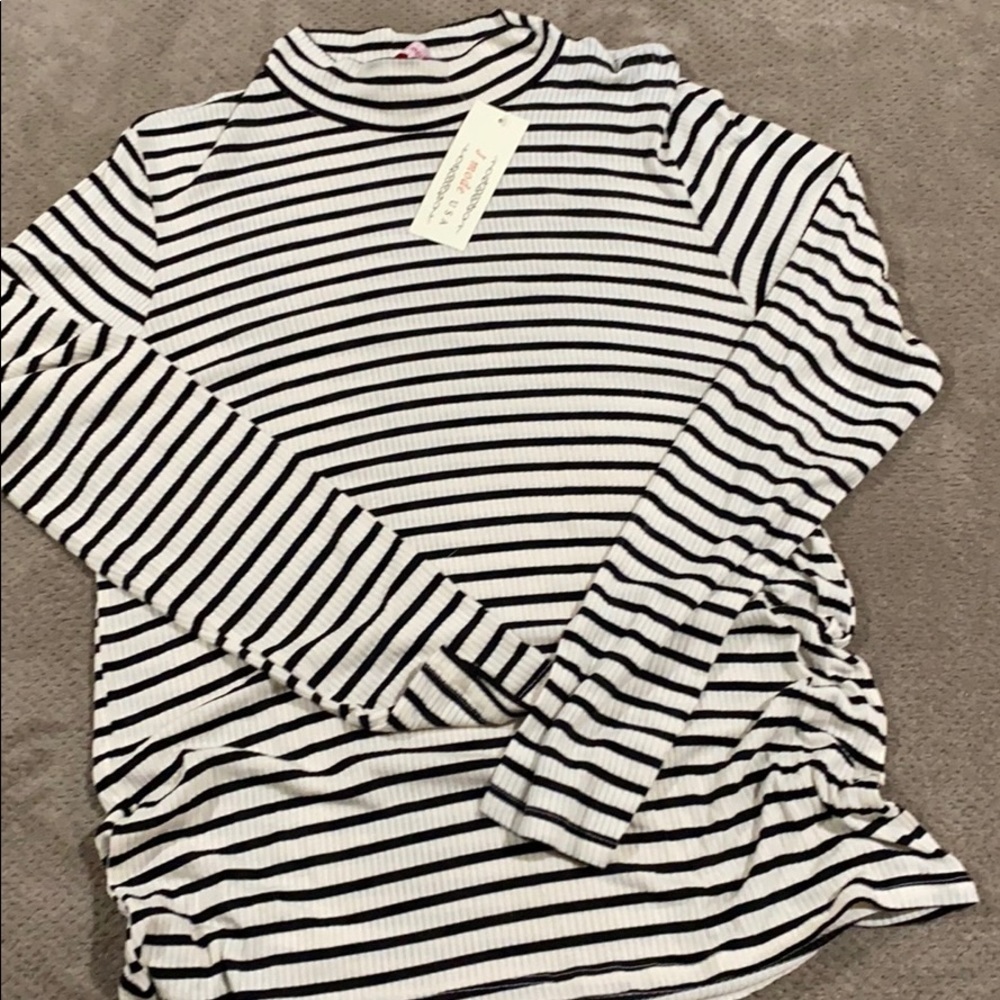 Black and white mock turtleneck